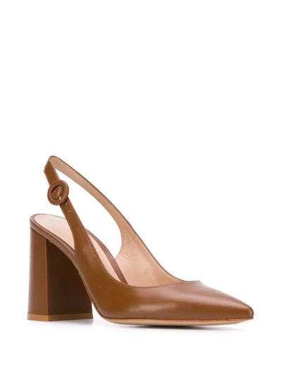 Shop Gianvito Rossi Agata Sling-back Pointed Pumps In Brown