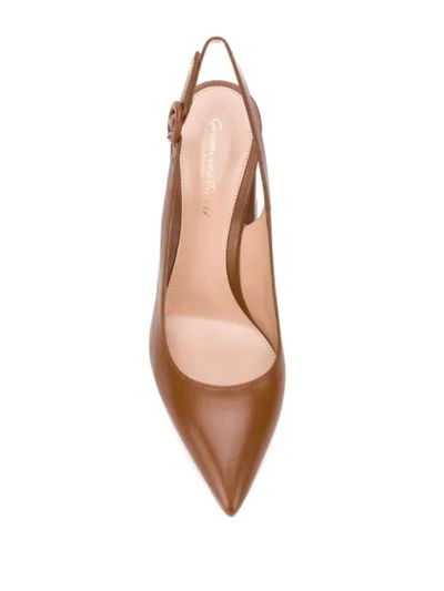 Shop Gianvito Rossi Agata Sling-back Pointed Pumps In Brown