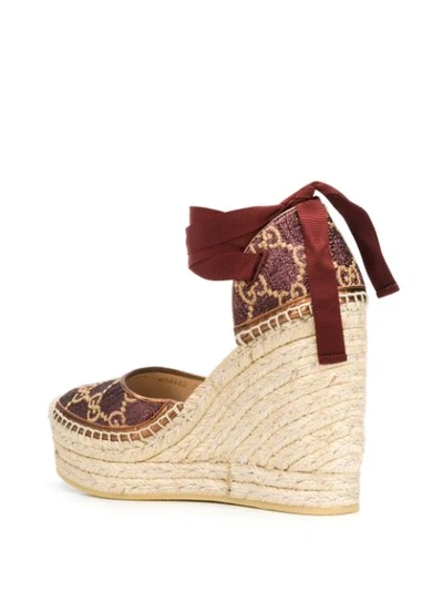 Shop Gucci Heritage Gg 120mm Platform Espadrilles In Brown