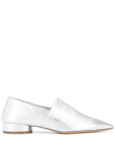 Shop Maison Margiela Shiny Pointed Toe Loafers In Silver