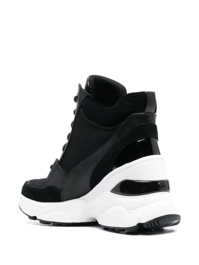 Shop Michael Michael Kors Georgie Mixed-media Wedge Sneakers In Black