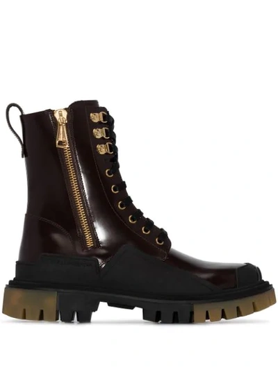 Shop Dolce & Gabbana Military-style Chunky Boots In Brown