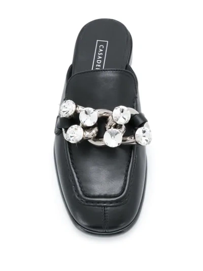 Shop Casadei Chunky Chain Mules In Black