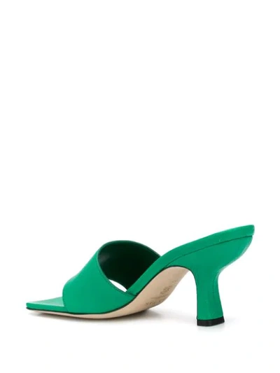 Shop By Far Mid-heel Leather Mules In Green
