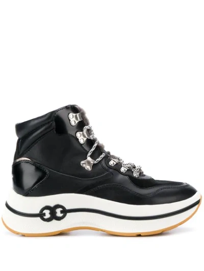 Shop Tory Burch Lace-up High Top Sneakers In Black