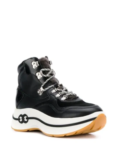 Tory Burch Lace-up High Top Sneakers In Black