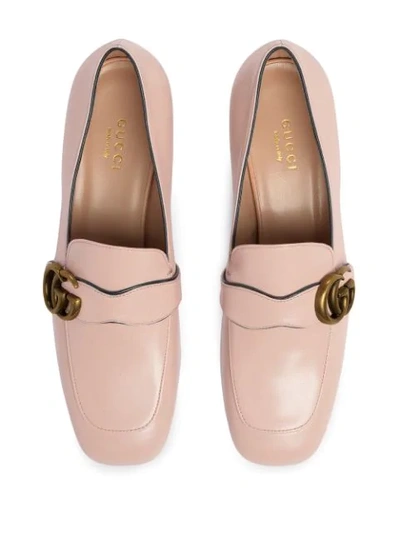 NEW! $850 - GUCCI MARMONT GG Logo Pink Leather Loafers, Size 41EU