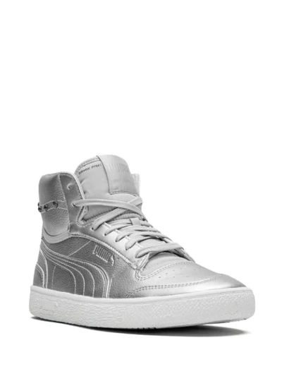 Shop Puma X Ralph Sampson Mid-glitz Sneakers In Silver