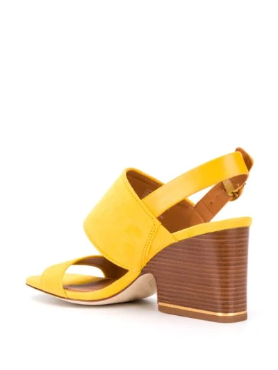Shop Tory Burch Wood Heel Sandals In Yellow