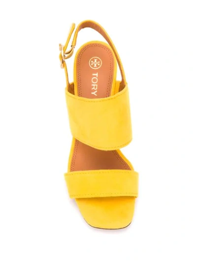 Shop Tory Burch Wood Heel Sandals In Yellow