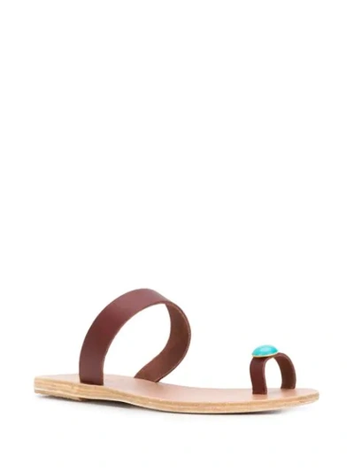 Shop Ancient Greek Sandals Thalia Turquoise-embellished Sandals In Brown