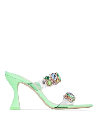 Shop Sophia Webster Ritzy 85mm Crystal-embellished Sandals In Green