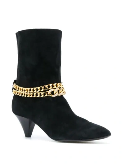 Shop Alevì Chain Embellished Mid-heel Boots In Black