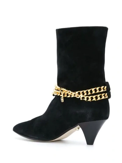 Shop Alevì Chain Embellished Mid-heel Boots In Black