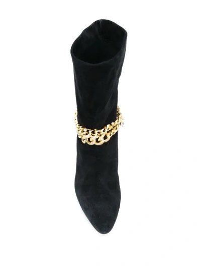 Shop Alevì Chain Embellished Mid-heel Boots In Black