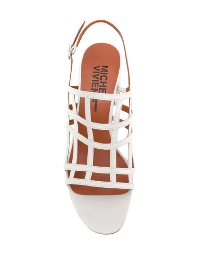 Shop Michel Vivien Ria Caged Block-heel Sandals In Grey