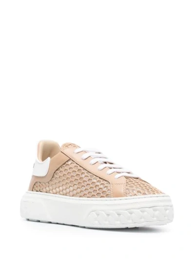 Shop Casadei Mesh Panel Chunky Sole Sneakers In Neutrals