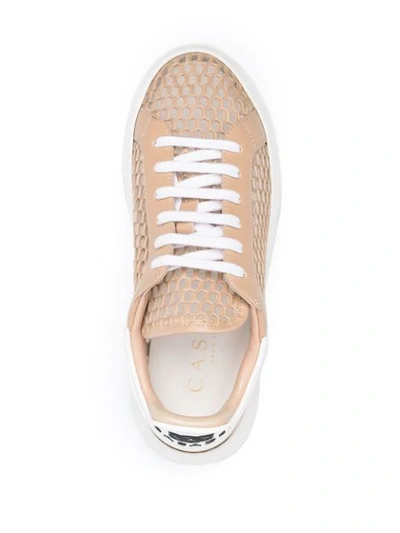 Shop Casadei Mesh Panel Chunky Sole Sneakers In Neutrals