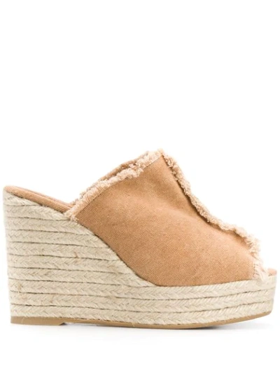 Shop Castaã±er Fatima Frayed Espadrilles In Neutrals