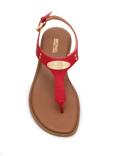 Shop Michael Michael Kors Logo Plaque Flat Sandals In Red