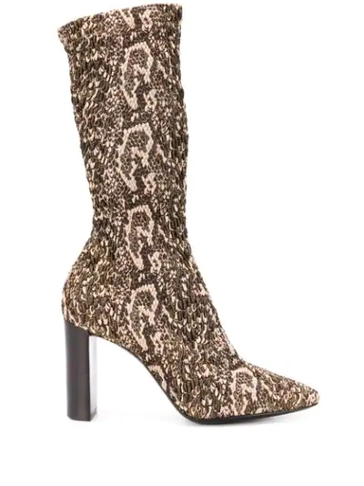 Saint Laurent Snake-print Elasticated Boots In Brown