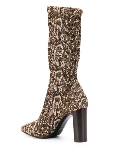 Saint Laurent Snake-print Elasticated Boots In Brown