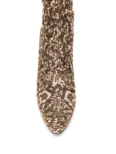 Saint Laurent Snake-print Elasticated Boots In Brown