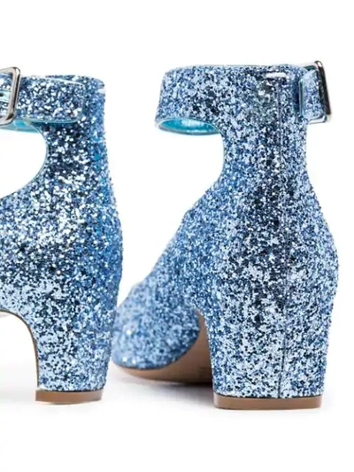 Shop Maison Margiela Glitter-effect 50mm Pumps In Blue