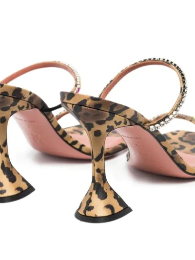 Shop Amina Muaddi Gilda Leopard Print Sandals In Black