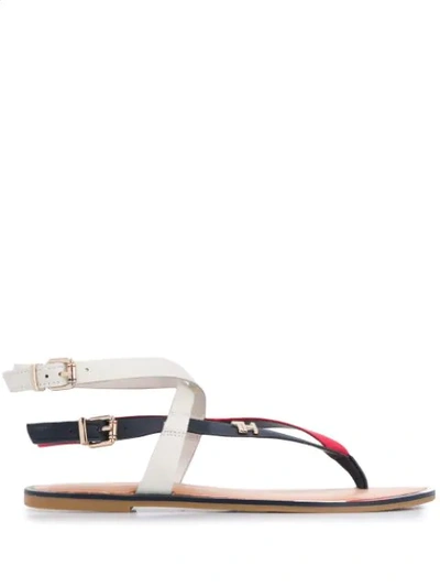Shop Tommy Hilfiger Double Buckle Sandals In White