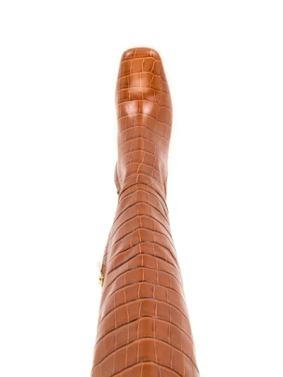 Shop Sam Edelman Crocodile-embossed Leather Boots In Brown