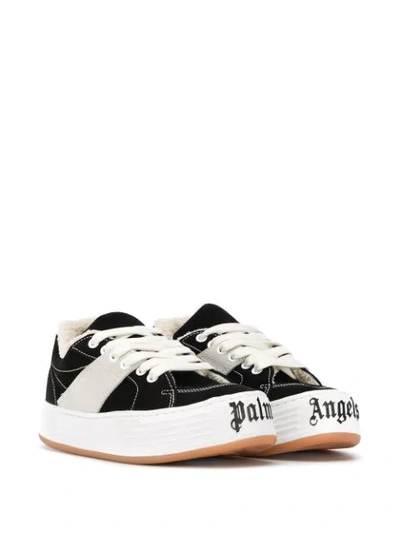 Shop Palm Angels Logo-print Low-top Sneakers In Black