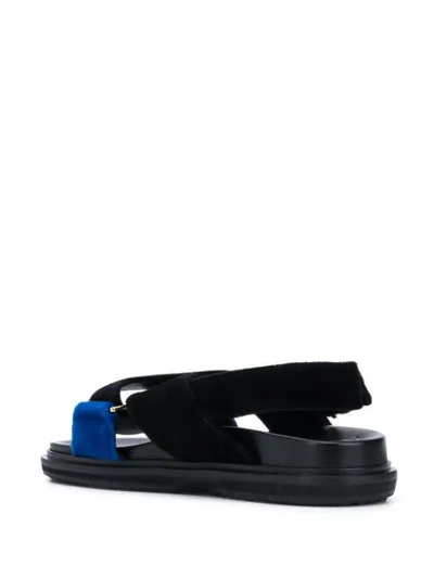 Shop Marni Fussbet Velvet-detail Sandals In Black