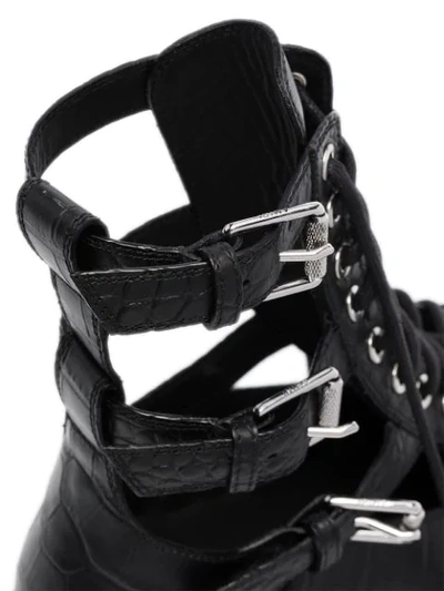 Shop Amiri Snake-embossed Cut-out Combat Boots In Black