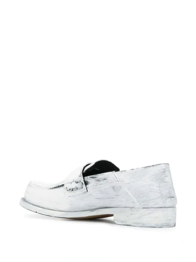 Shop Maison Margiela Paint-effect Leather Loafers In White
