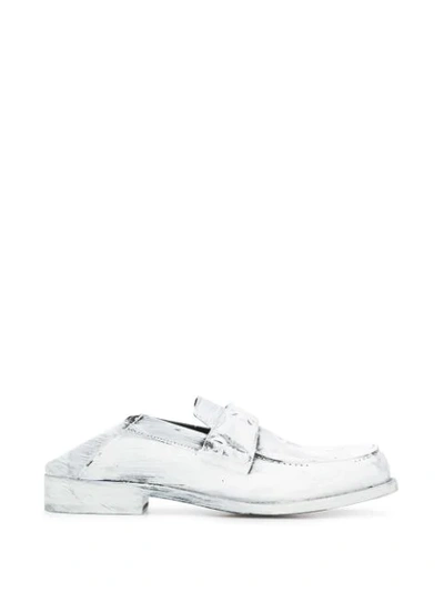 Shop Maison Margiela Paint-effect Leather Loafers In White