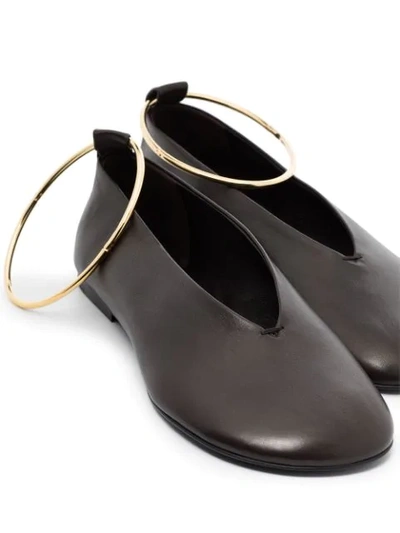 Shop Jil Sander Anklet-detail Ballerina Shoes In Brown