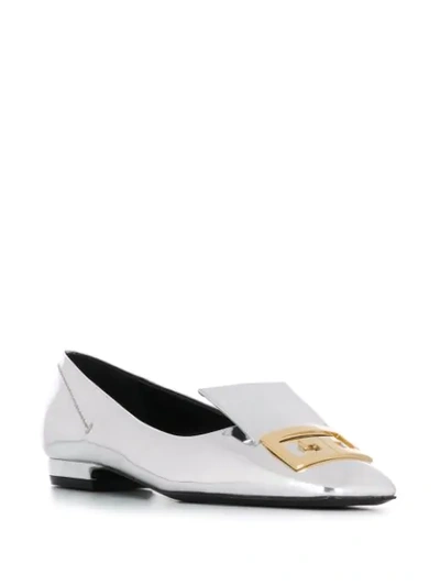 Shop Givenchy Mystic Double-g Loafers In Silver