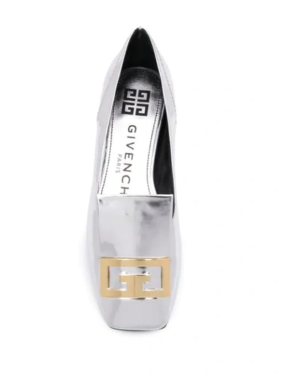 Shop Givenchy Mystic Double-g Loafers In Silver