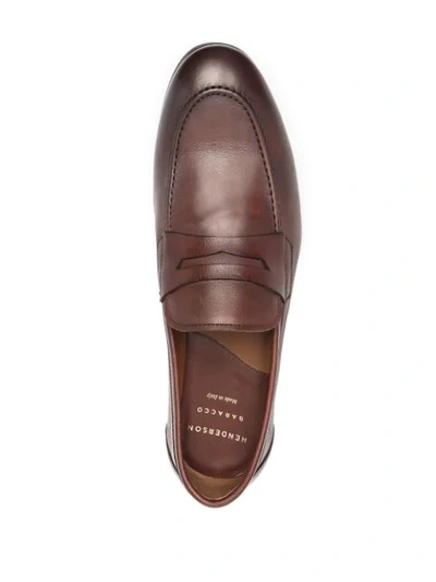 Shop Henderson Baracco Almond-toe Leather Loafers In Brown