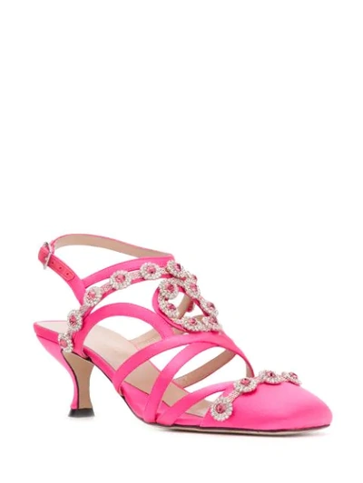 Shop Christopher Kane Crystal-embellished 60mm Satin Sandals In Pink