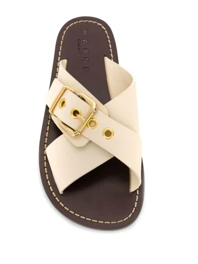 Shop Marni Open-toe Crisscross Sandals In Neutrals