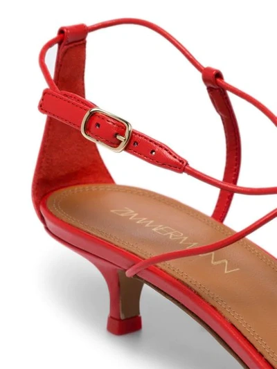 Shop Zimmermann 40mm Strappy Kitten Heel Sandals In Red