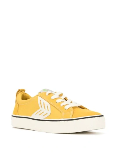 Shop Cariuma Catiba Low Stripe Spice Yellow Suede And Canvas Contrast Thread Sneaker