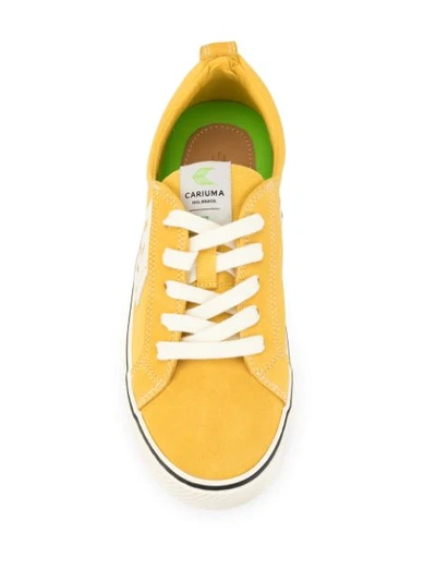 Shop Cariuma Catiba Low Stripe Spice Yellow Suede And Canvas Contrast Thread Sneaker