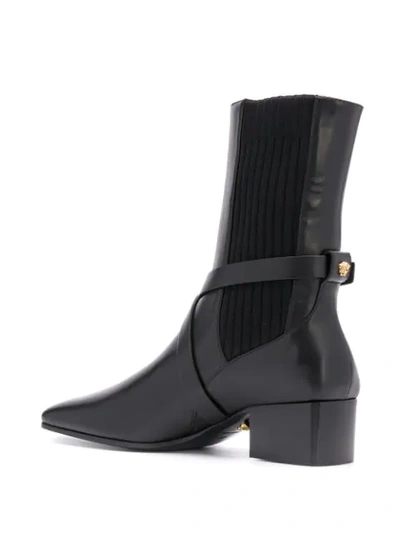 Shop Versace Square-toe 45mm Ankle Boots In Black