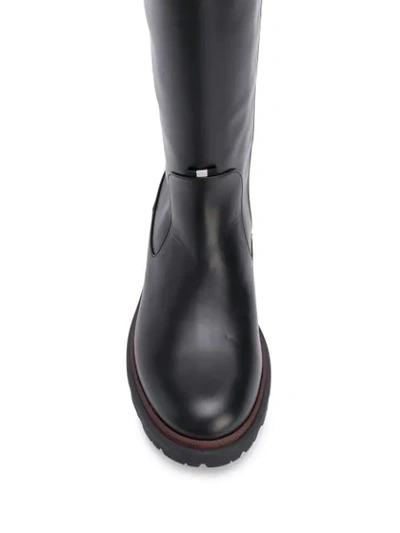 Shop Bally Knee High Leather Riding Boots In Black