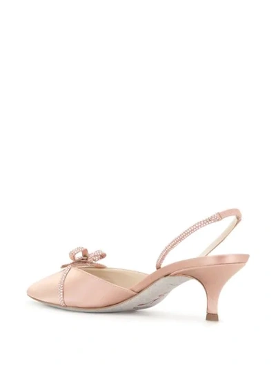 René Caovilla Satin Strass Slingback Ballerina Flats Blush Satinblush