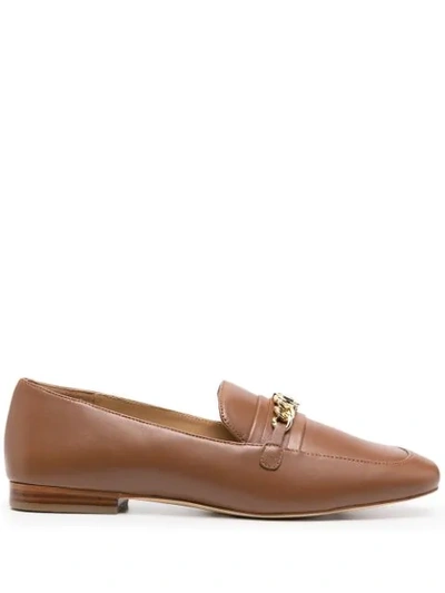 Shop Michael Michael Kors Dolores Chain-detail Loafers In Brown