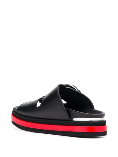 Shop Alexander Mcqueen Trompe L'oeil Slide Sandals In Black